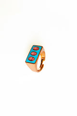Turquoise Enamel Stack Rings 925 Sterling Silver with Charming Fashion Jewelry