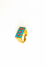 Turquoise Enamel Stack Rings 925 Sterling Silver with Charming Fashion Jewelry