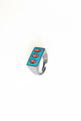 Turquoise Enamel Stack Rings 925 Sterling Silver with Charming Fashion Jewelry