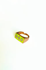 Neon Yellow Enamel Stack Rings 925 Sterling Silver with Charming Fashion Jewelry