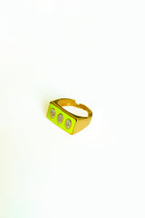 Neon Yellow Enamel Stack Rings 925 Sterling Silver with Charming Fashion Jewelry