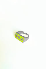 Neon Yellow Enamel Stack Rings 925 Sterling Silver with Charming Fashion Jewelry