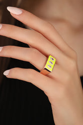 Neon Yellow Enamel Stack Rings 925 Sterling Silver with Charming Fashion Jewelry