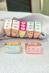 Green Enamel Stack Rings 925 Sterling Silver with Charming Fashion Jewelry