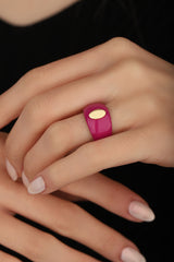 خاتم خطوبة نيون مرصع بأحجار الزركونيا المكعبة والمينا للنساء، متوفر بـ 8 ألوان