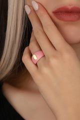 خاتم خطوبة نيون مرصع بأحجار الزركونيا المكعبة والمينا للنساء، متوفر بـ 8 ألوان