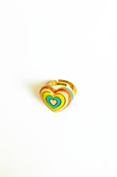 Rainbow Color Enamel Stoneless Heart Sterling Silver Ring