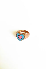 Enamel Heart Sterling Silver Rolling Ring