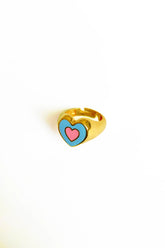 Enamel Heart Sterling Silver Rolling Ring