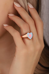 Enamel Heart Sterling Silver Rolling Ring