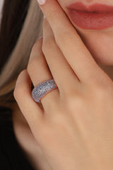Colorfull CZ Stone Silver Ring, Solid Sterling Silver Ring, Womens Ring