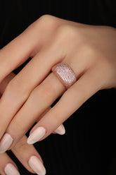 خاتم فضة مصبوب بحجر وردي