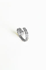 White Stone Silver Snake Ring, adjustable snake ring
