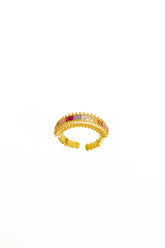 Light Colored Baguette Stone Sterling Silver Ring