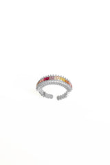 Light Colored Baguette Stone Sterling Silver Ring