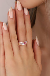 خاتم فضة إسترليني بحجر باغيت فاتح اللون