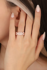 White Baguette Stone Silver Ring, Baguette Ring