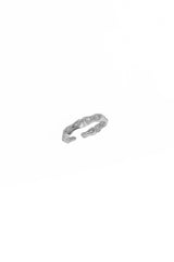 Single Row White Baguette Stone Silver Ring