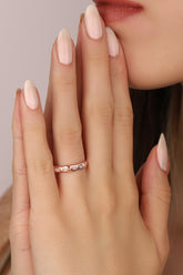 Single Row White Baguette Stone Silver Ring