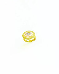 خاتم عين حجر ملون / خاتم عين الشر من الفضة الإسترلينية / عين الشر