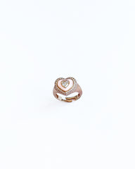 خاتم من الفضة الإسترلينية على شكل قلب من حجر المينا الوردي، وخاتم من الزركون المكعب