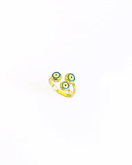 Enamel Evil eye ring, zirconia evil eye charm ring