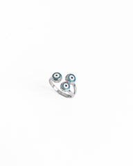 Enamel Evil eye ring, zirconia evil eye charm ring