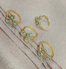 Enamel Evil eye ring, zirconia evil eye charm ring