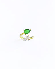 Baguette curved band Emerald rings Gold ring jacket Stackable rings, paraiba tourmaline