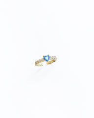 Blue Heart Ring, Princess Dainty Ring, Blue Gemstone Ring, Adjustable Blue Heart Ring