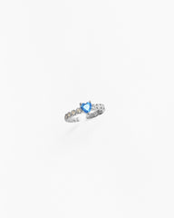 Blue Heart Ring, Princess Dainty Ring, Blue Gemstone Ring, Adjustable Blue Heart Ring