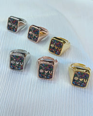 925 Sterling Silver Love Ring, Script Love Ring, Zircon Stone Love Ring