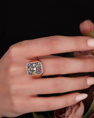 925 Sterling Silver Love Ring, Script Love Ring, Zircon Stone Love Ring