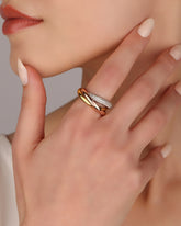 خاتم فضي متشابك بثلاثة ألوان