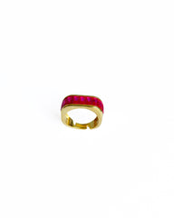 Ruby Baguette Stone Silver Ring