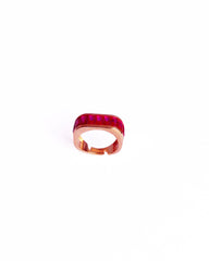 Ruby Baguette Stone Silver Ring
