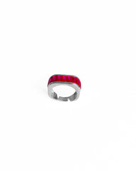 Ruby Baguette Stone Silver Ring