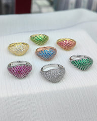 White Stone Silver Little Finger Ring of Above the colorful Rings