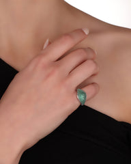 Emerald Stone Silver Little Finger Ring of Above the colorful Rings