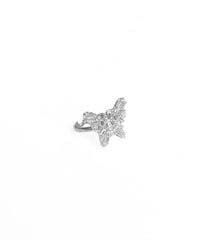 Baguette Stone Silver Butterfly Ring - Adjustable Size