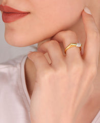 Stone 3-Striped Silver Ring - Adjustable Size