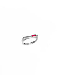 Coral Color Baguette Solitaire Thin Sterling Silver Ring