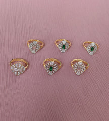 Double Colored Silver Ring with Green Baguette Stone in the Middle