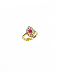 Double Color Middle Ruby Baguette Stone Sterling Silver Ring