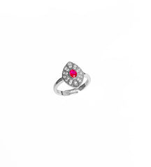 Double Color Middle Ruby Baguette Stone Sterling Silver Ring