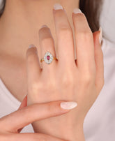 خاتم من الفضة الإسترلينية مرصع بحجر ياقوت متوسط اللون مزدوج اللون