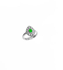 Green Baguette Middle Stone Double Color Sterling Silver Ring