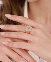 Square Silver Ring with Heart Stoneless Center