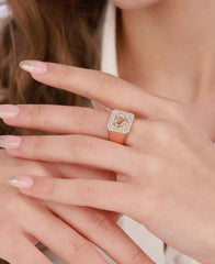 Square Silver Ring with Heart Stoneless Center