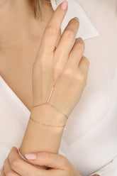 Flat Bar White Zircon Sterling Silver Shahmeran Bracelet, ADJUSTABLE SLAVE BRACELET - Elegant Hand Chain Bracelet - Hand Chain Bracelet